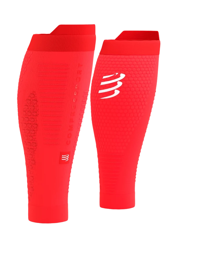 Compressport Unisex's R2 3.0 Calf Sleeves - Fluo Red/White Refl
