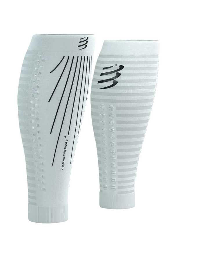 Compressport Unisex's R2 AERO Calf Sleeves - White/Black