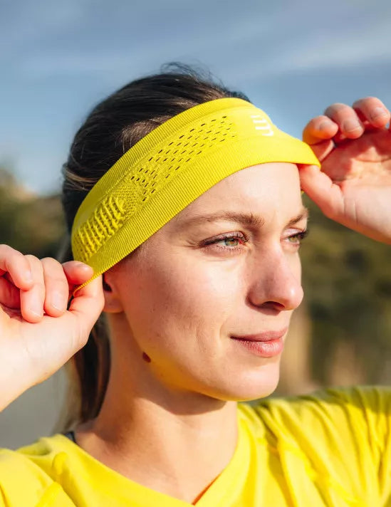 Compressport Unisex's Thin Headband On/Off - Green Sheen