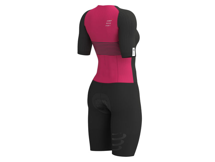 Compressport Women's Aero SS Trisuit - Black/Jazzy Top