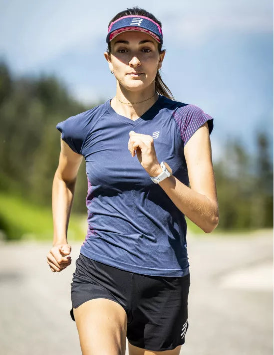 Compressport Women's Performance SS Tshirt - Mood Indigo/Magenta
