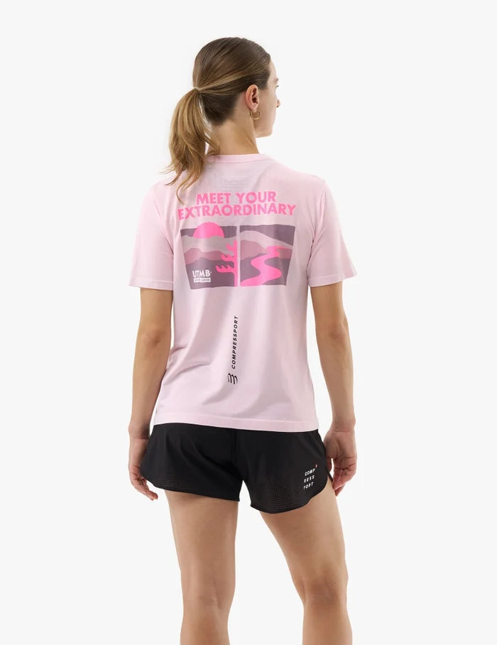 Compressport Women's Training SS Tshirt UTMB 2025 L1 - Roseate