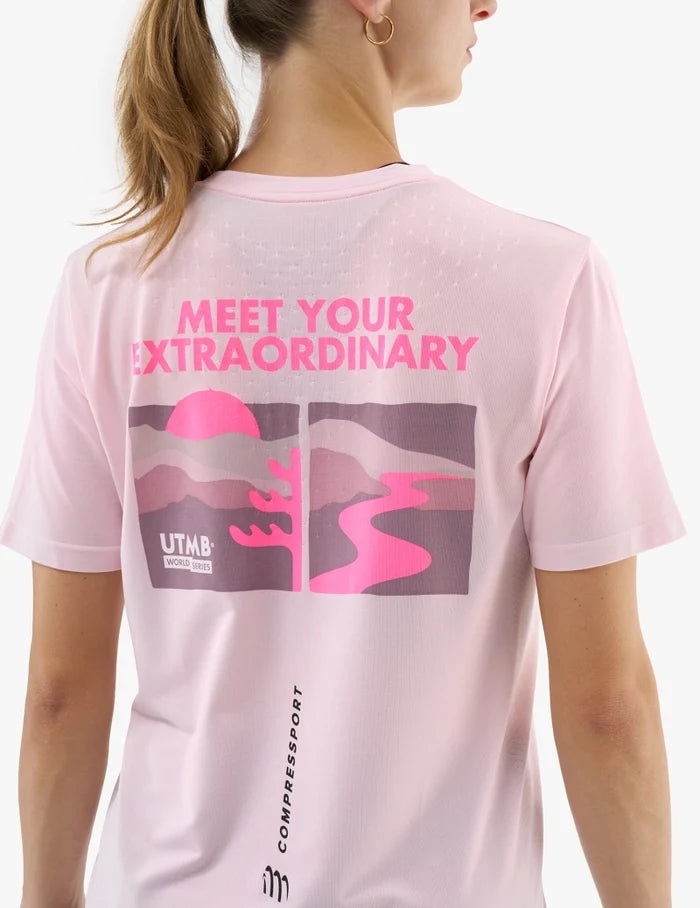 Compressport Women's Training SS Tshirt UTMB 2025 L1 - Roseate