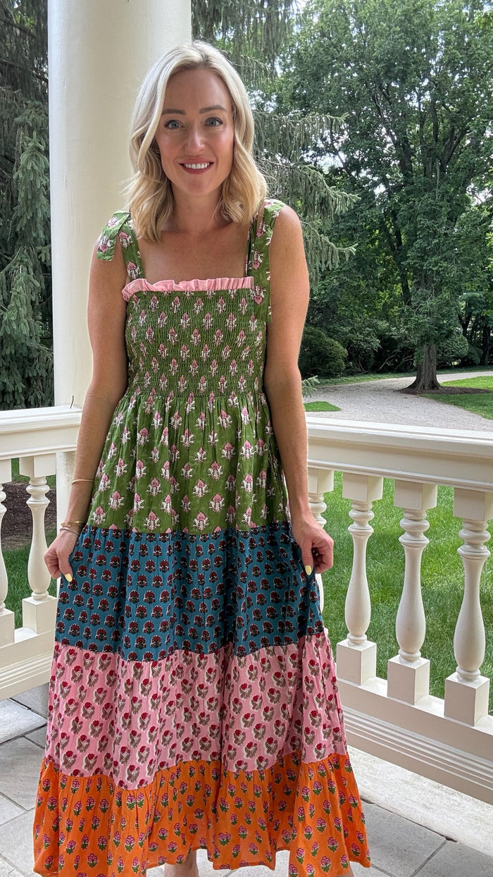 Delaney Tie Straps Tiered Maxi Dress