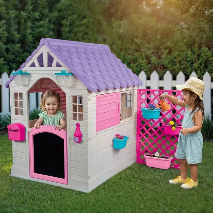 Dolu Deluxe Garden Playhouse with Fence – Pink - ebebek
