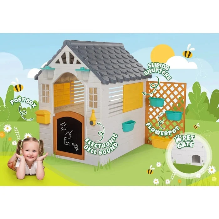 Dolu Deluxe Garden Playhouse with Fence – White - ebebek