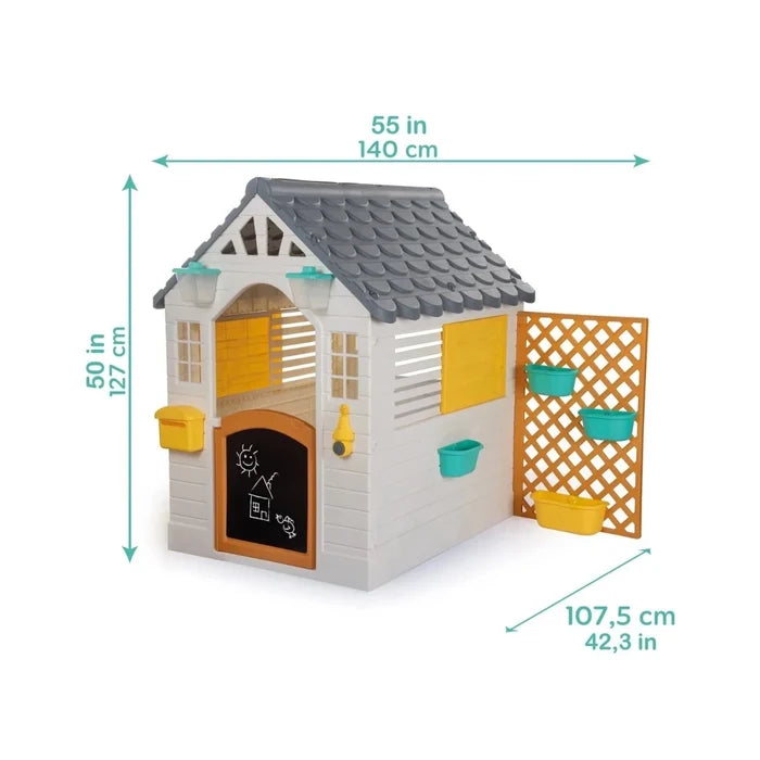 Dolu Deluxe Garden Playhouse with Fence – White - ebebek