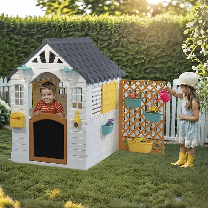 Dolu Deluxe Garden Playhouse with Fence – White - ebebek