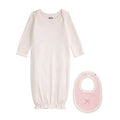 Dot Gown and Gingham Bib Set