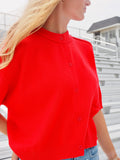Francis Short Sleeve Sweater Top - Red