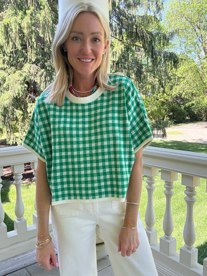 Geraldanne Gingham Sweater Top