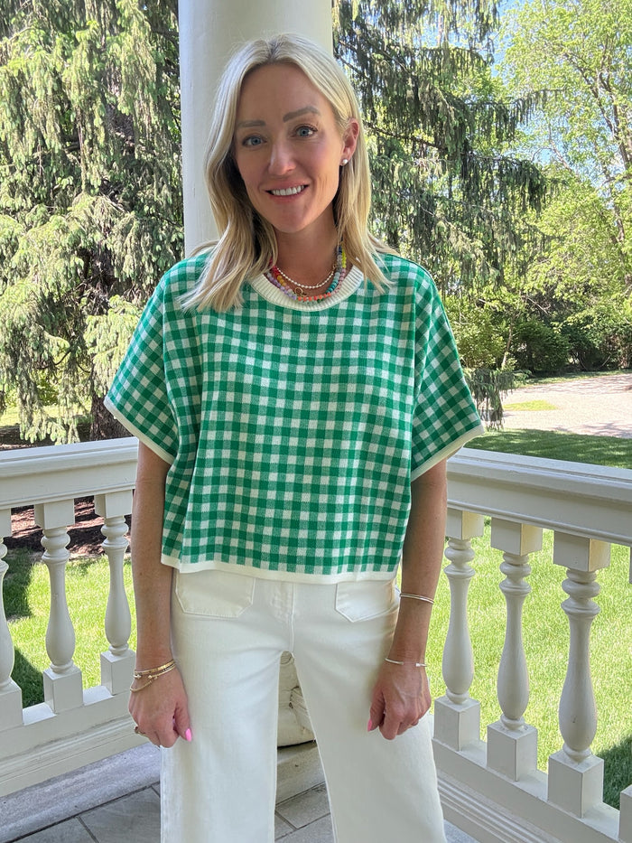 Geraldanne Gingham Sweater Top