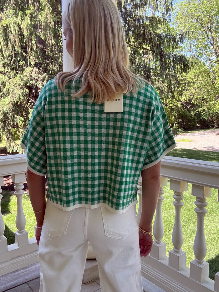 Geraldanne Gingham Sweater Top