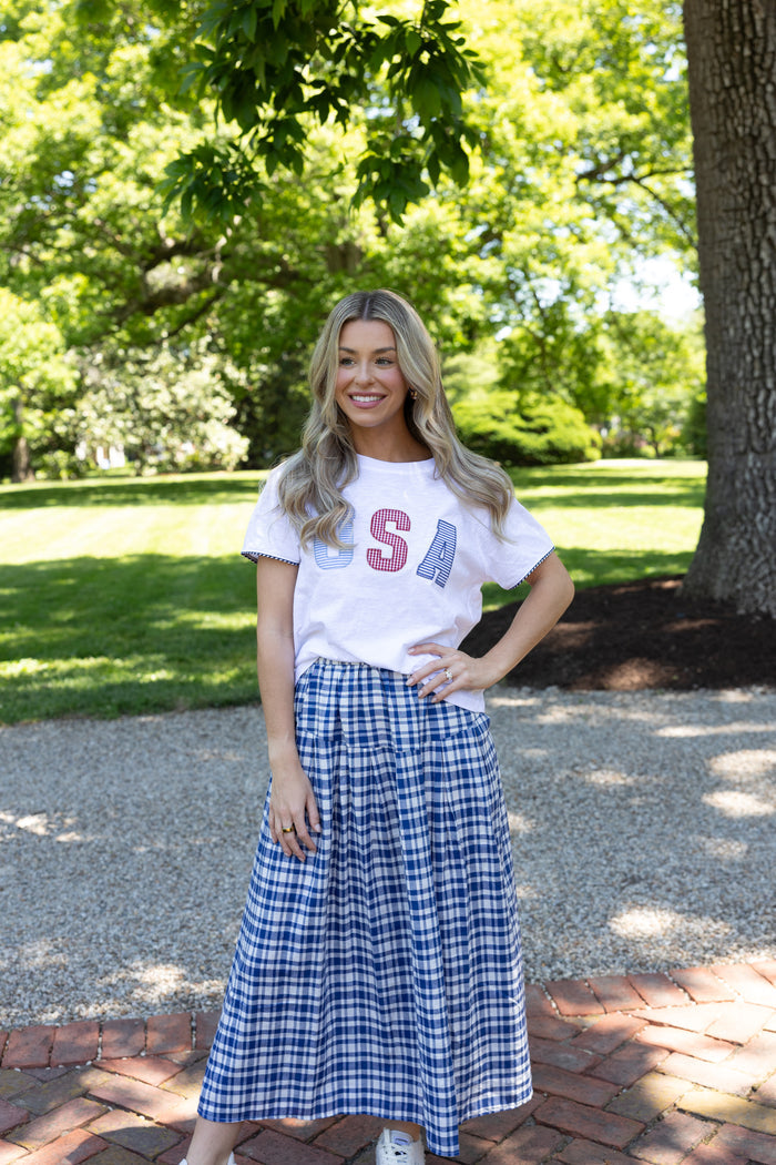 Geraldine Gingham Midi Skirt