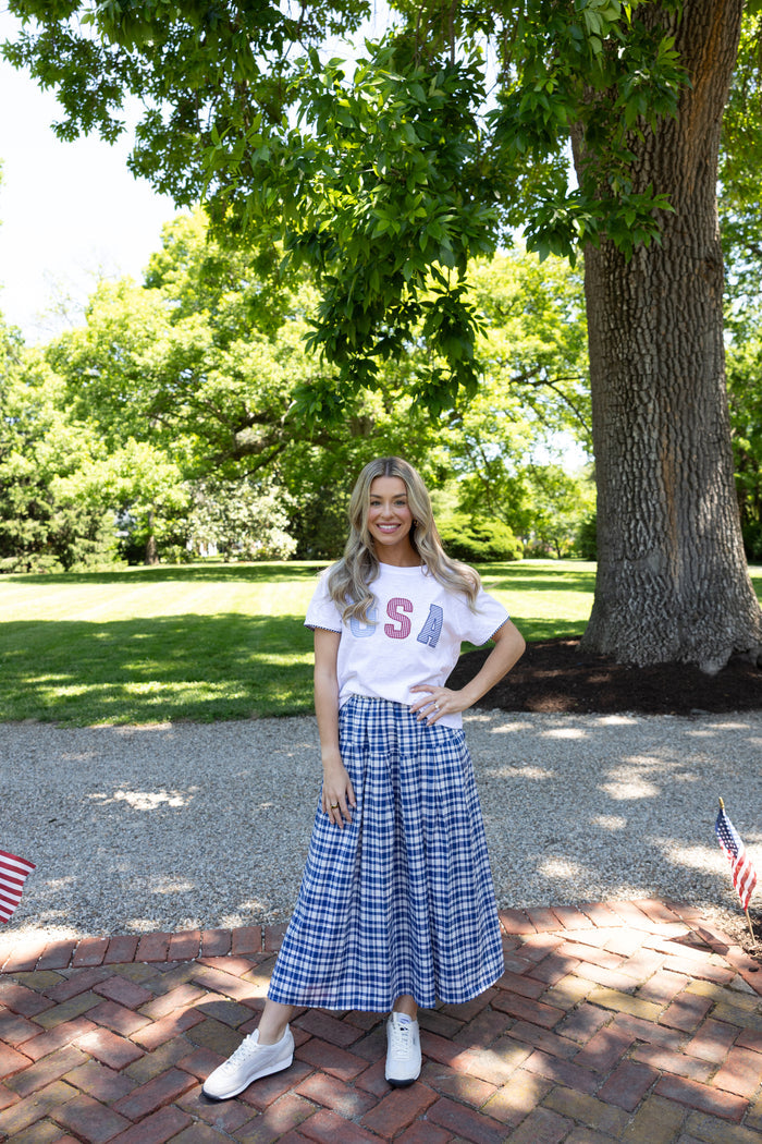 Geraldine Gingham Midi Skirt