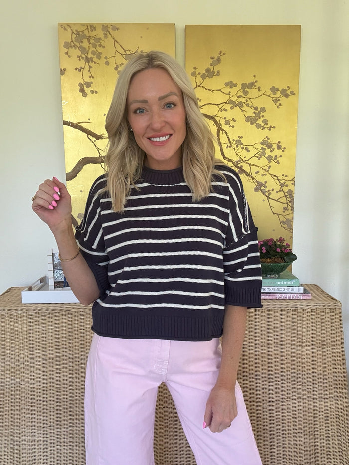 Ginny Stripe Sweater - Navy