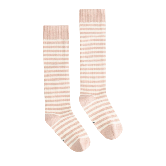 Gray Label Long Ribbed Socks Faded Pink - Cream
