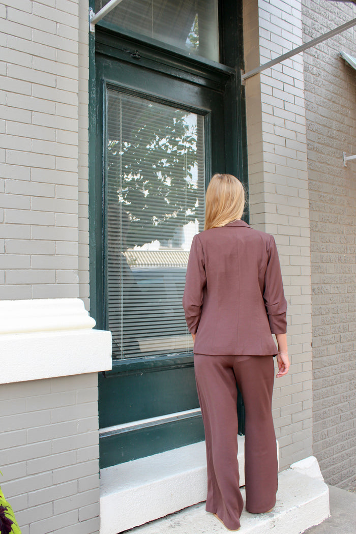 Hallie Shirred Blazer - Espresso