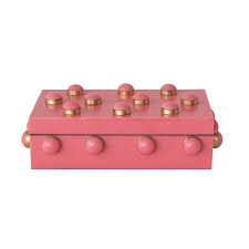Handmade Resin Bobbin Box Pink & Gold Finish