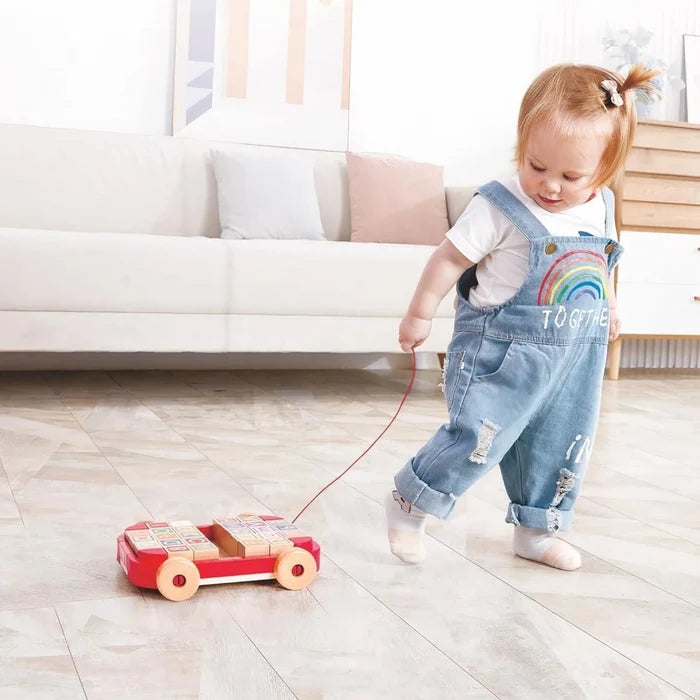 Hape Pull Along Cart with Stacking Blocks - ebebek - Black Friday