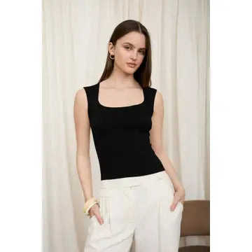 Harrison Scoop Neck Top - Black