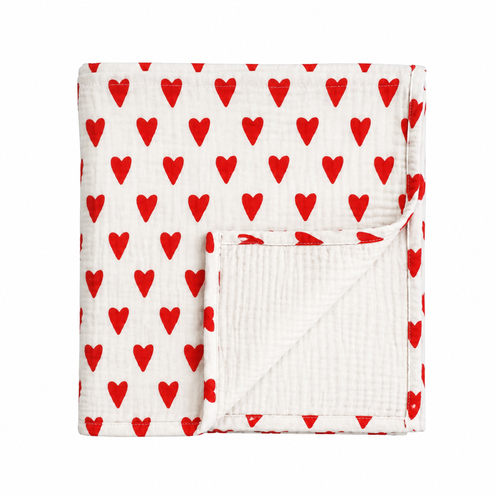 Heart Print Muslin Swaddle Large