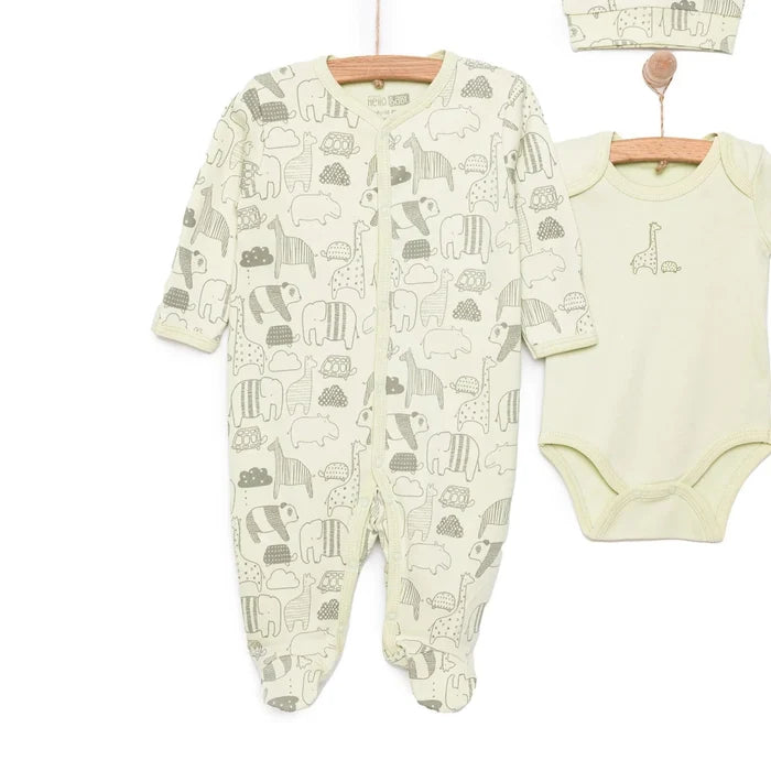 HelloBaby Boy Jumpsuit - Body - Hat - Green Green - ebebek