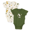 HelloBaby Boys 2 - Pack Short - Sleeve Bodysuits Dinosaur Print Snap Fastening Popper Neck Short Sleeve - Khaki Khaki - ebebek