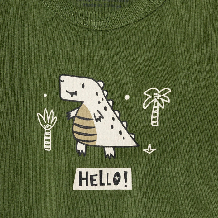 HelloBaby Boys 2 - Pack Short - Sleeve Bodysuits Dinosaur Print Snap Fastening Popper Neck Short Sleeve - Khaki Khaki - ebebek