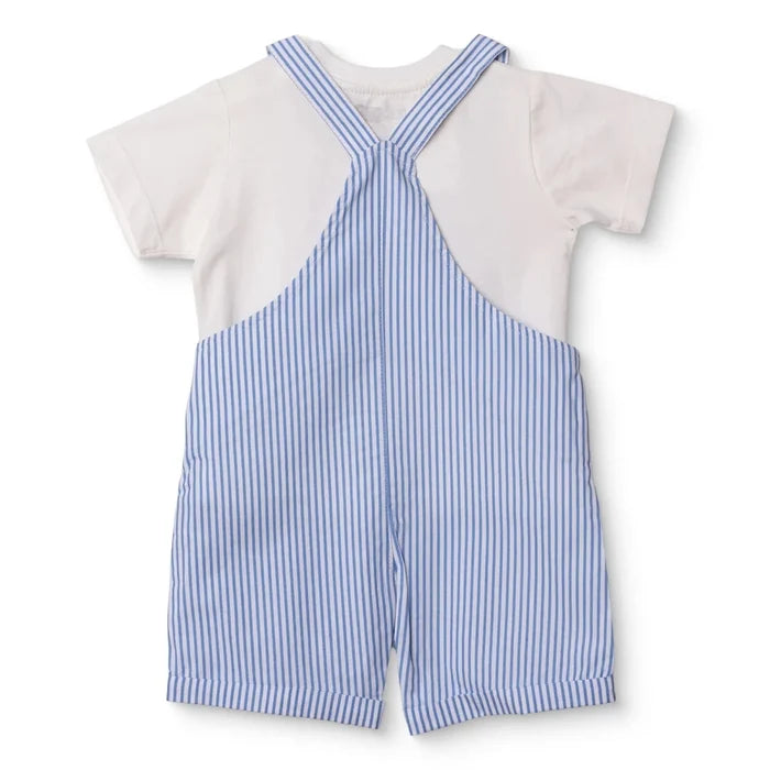 HelloBaby Boys Dungarees & T-shirt Nautical Print Buttoned Little Sailor Crew Neck Above the Knee Sh - Blue Blue - ebebek