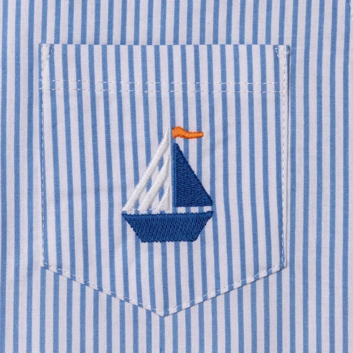 HelloBaby Boys Dungarees & T-shirt Nautical Print Buttoned Little Sailor Crew Neck Above the Knee Sh - Blue Blue - ebebek
