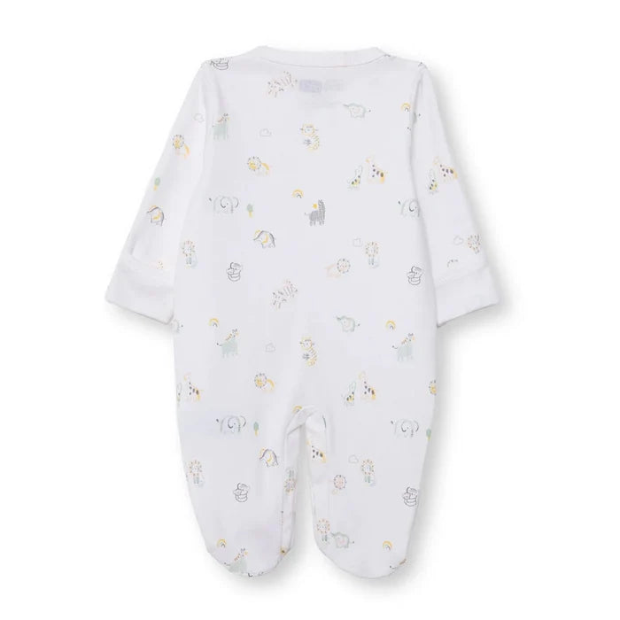 HelloBaby Boys Footed Romper Animal with Poppers Crew Neck Long Leg Long Sleeve - White Printed White Printed - ebebek