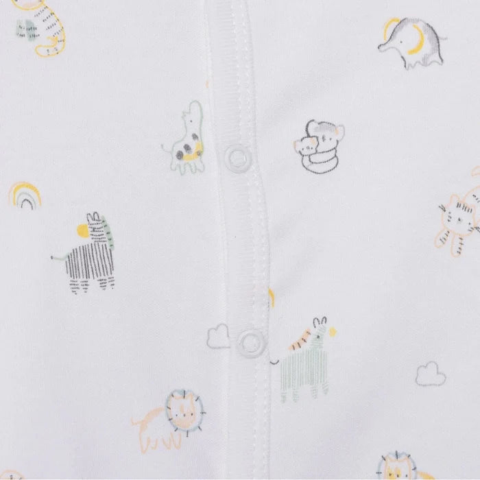 HelloBaby Boys Footed Romper Animal with Poppers Crew Neck Long Leg Long Sleeve - White Printed White Printed - ebebek