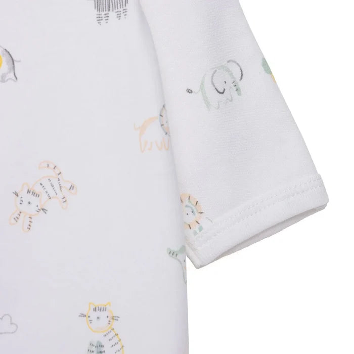 HelloBaby Boys Footed Romper Animal with Poppers Crew Neck Long Leg Long Sleeve - White Printed White Printed - ebebek