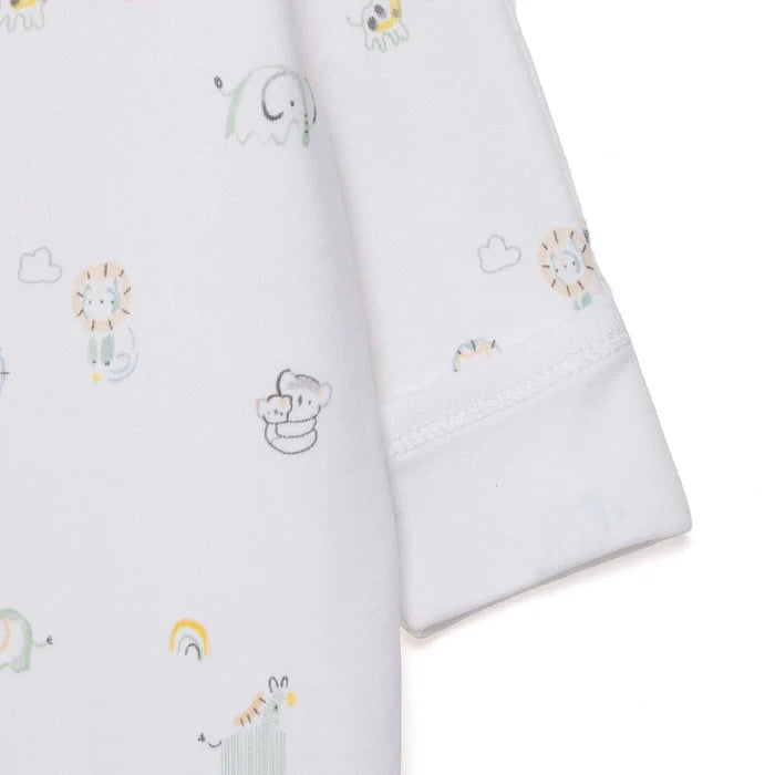 HelloBaby Boys Footed Romper Animal with Poppers Crew Neck Long Leg Long Sleeve - White Printed White Printed - ebebek