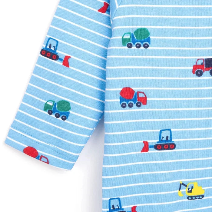 HelloBaby Boys Footed Romper Vehicles Zip - up Crew Neck Long Leg Long Sleeve - Blue Blue - ebebek