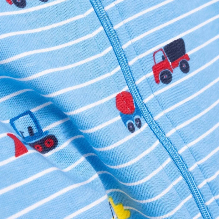 HelloBaby Boys Footed Romper Vehicles Zip - up Crew Neck Long Leg Long Sleeve - Blue Blue - ebebek