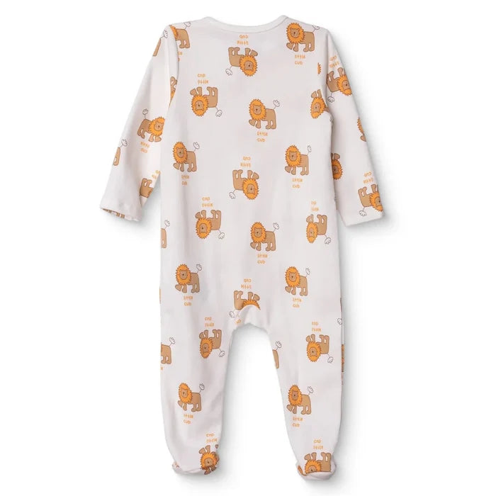 HelloBaby Boys Footed Sleepsuit Animal Print Zip Fastening Crew Neck Full Length Long Sleeve - Beige Beige - ebebek
