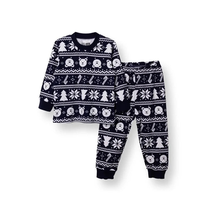 HelloBaby Christmas Baby Boy Long Sleeve Pyjamas Set - Navy Blue - ebebek - Black Friday