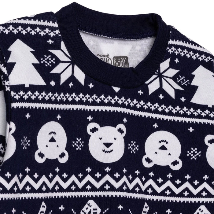 HelloBaby Christmas Baby Boy Long Sleeve Pyjamas Set - Navy Blue - ebebek - Black Friday