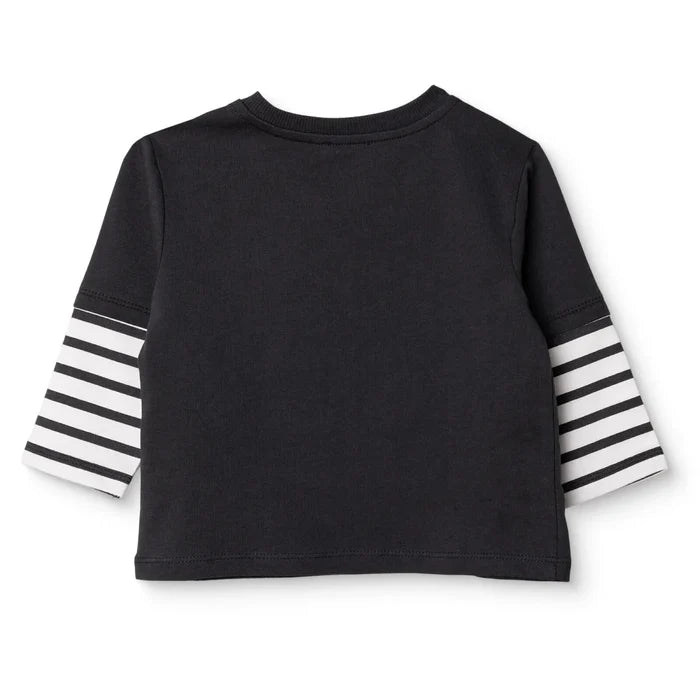 HelloBaby Boys Long Sleeve T-shirt Slogan Print Cool Boy Crew Neck Long Sleeve - Black Black - ebebek