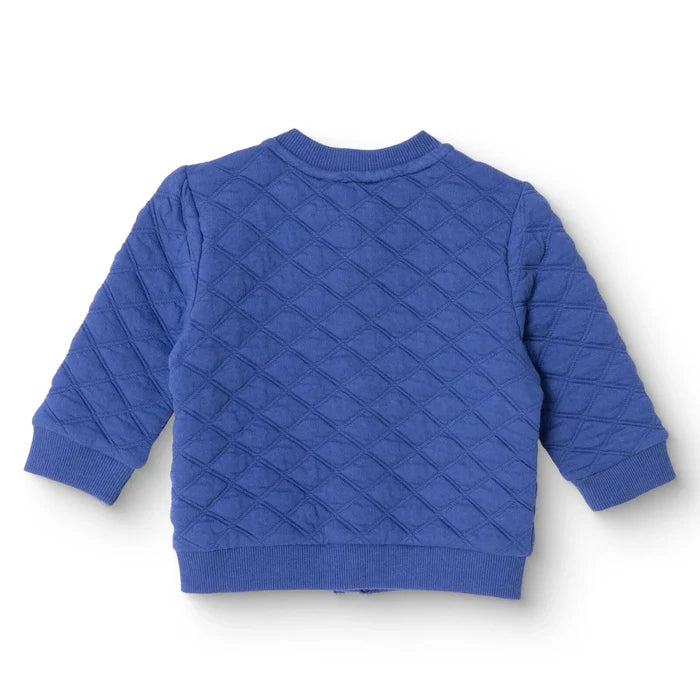 HelloBaby Boys Quilted Cardigan Nautical Print Zip Fastening Little Sailor Crew Neck Long Sleeve - Navy Blue Navy Blue - ebebek