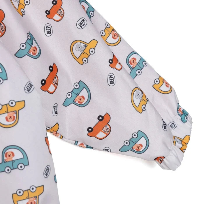 HelloBaby Boys Raincoat Car Print Zip Fastening Hooded Long Sleeve - Ecru Printed Ecru Printed - ebebek