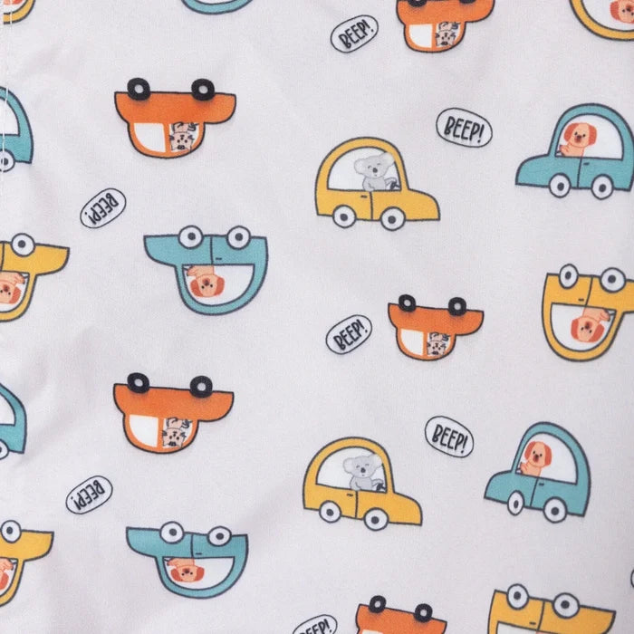 HelloBaby Boys Raincoat Car Print Zip Fastening Hooded Long Sleeve - Ecru Printed Ecru Printed - ebebek