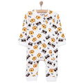 HelloBaby Boys Romper Zip - up Crew Neck Long Leg Long Sleeve - Ecru Ecru - ebebek