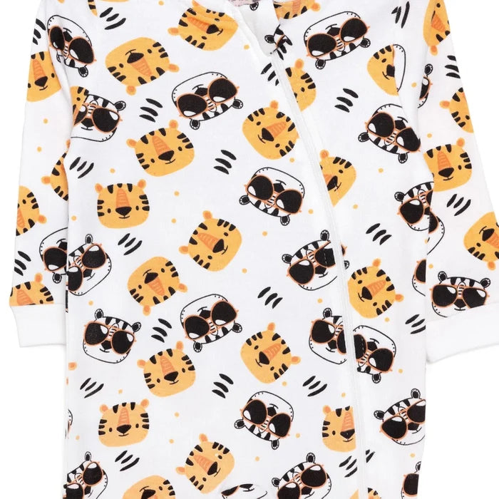 HelloBaby Boys Romper Zip - up Crew Neck Long Leg Long Sleeve - Ecru Ecru - ebebek