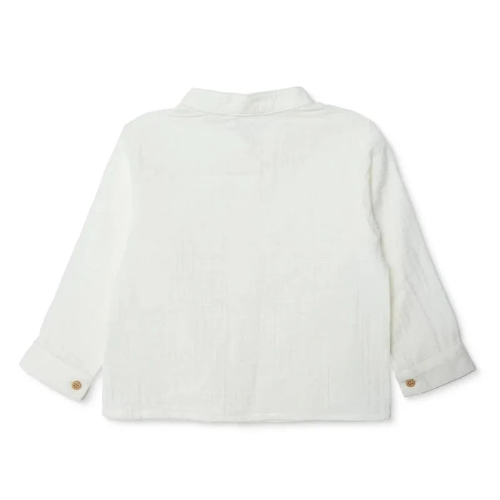 HelloBaby Boys Shirt Buttoned Cool Boy Mandarin Collar Long Sleeve - Ecru Ecru - ebebek