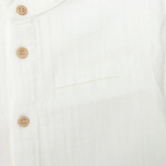 HelloBaby Boys Shirt Buttoned Cool Boy Mandarin Collar Long Sleeve - Ecru Ecru - ebebek