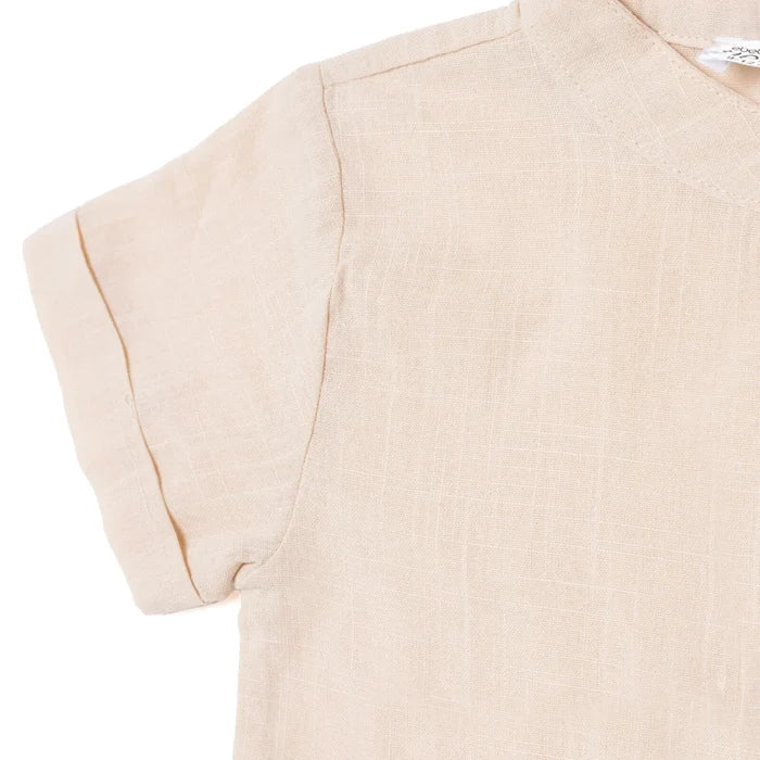 HelloBaby Boys Shirt Nautical Print Buttoned Little Sailor Mandarin Collar Long Sleeve - Beige Beige - ebebek
