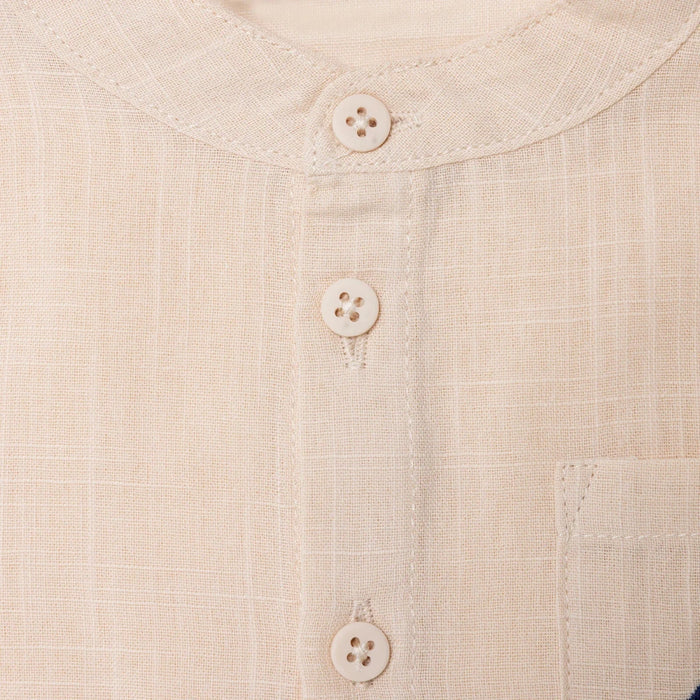 HelloBaby Boys Shirt Nautical Print Buttoned Little Sailor Mandarin Collar Long Sleeve - Beige Beige - ebebek
